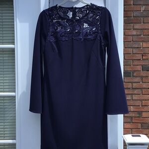 Ralph Lauren Navy crepe and lace dress